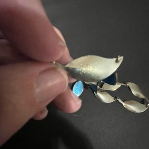 David Anderson  Vintage Aqua Enamel Sterling Necklace